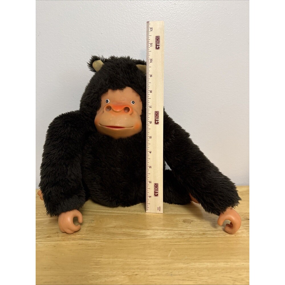 Vintage Rubber Face Gorilla Plush Brown Monkey Doll Stuffed 11” Rare - Picture 8 of 8